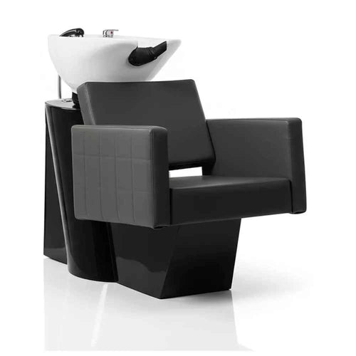 Fauteuil Bac de Lavage CAPRI - Noir, Cuvette Céramique Blanche