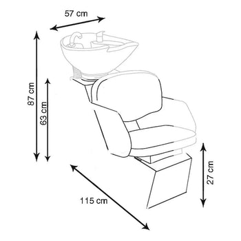 Fauteuil Bac de Lavage OREGON 2 Noir - Cuvette Céramique Inclinable