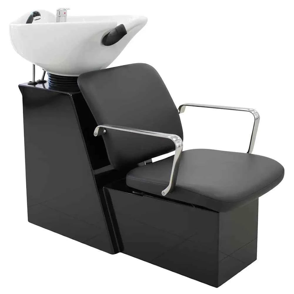 Fauteuil Bac de Lavage GRENADA avec Siège Coulissant - Noir, Cuvette Basculante