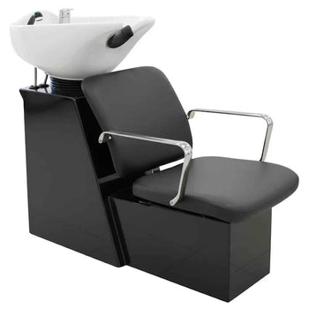Fauteuil Bac de Lavage GRENADA avec Siège Coulissant - Noir, Cuvette Basculante