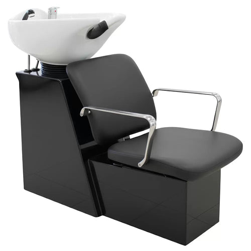 Fauteuil Bac de Lavage GRENADA avec Siège Coulissant - Noir, Cuvette Basculante
