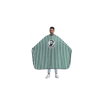 Maxi-Cape de Coupe GM - Polyester, Rayée Verte, Tête Barber-Shop