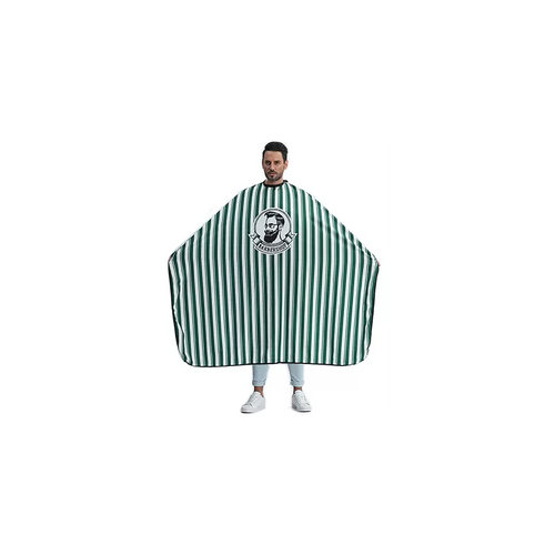 Maxi-Cape de Coupe GM - Polyester, Rayée Verte, Tête Barber-Shop