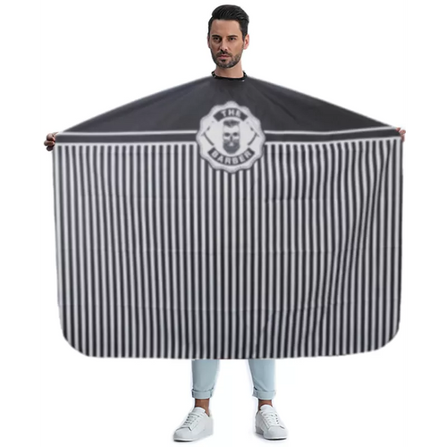 Maxi Cape Salon de Coiffure Barber - Gris Rayé, 160 x 140 cm